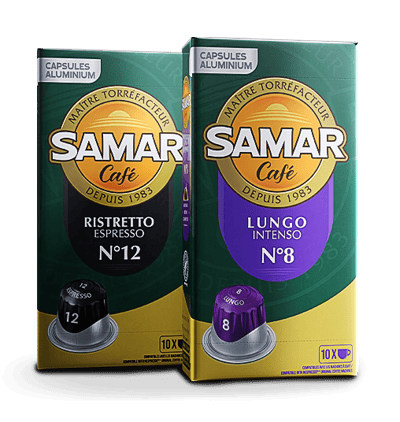Capsules de café Samar dans une boîte